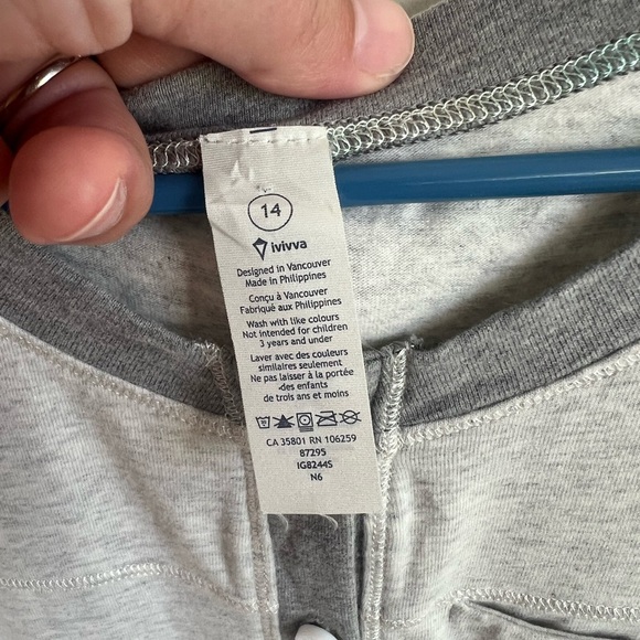 Ivivva Girls Youth Size 14 Gray Short Sleeve Drawstring Romper Girls Athleisure - Picture 6 of 8